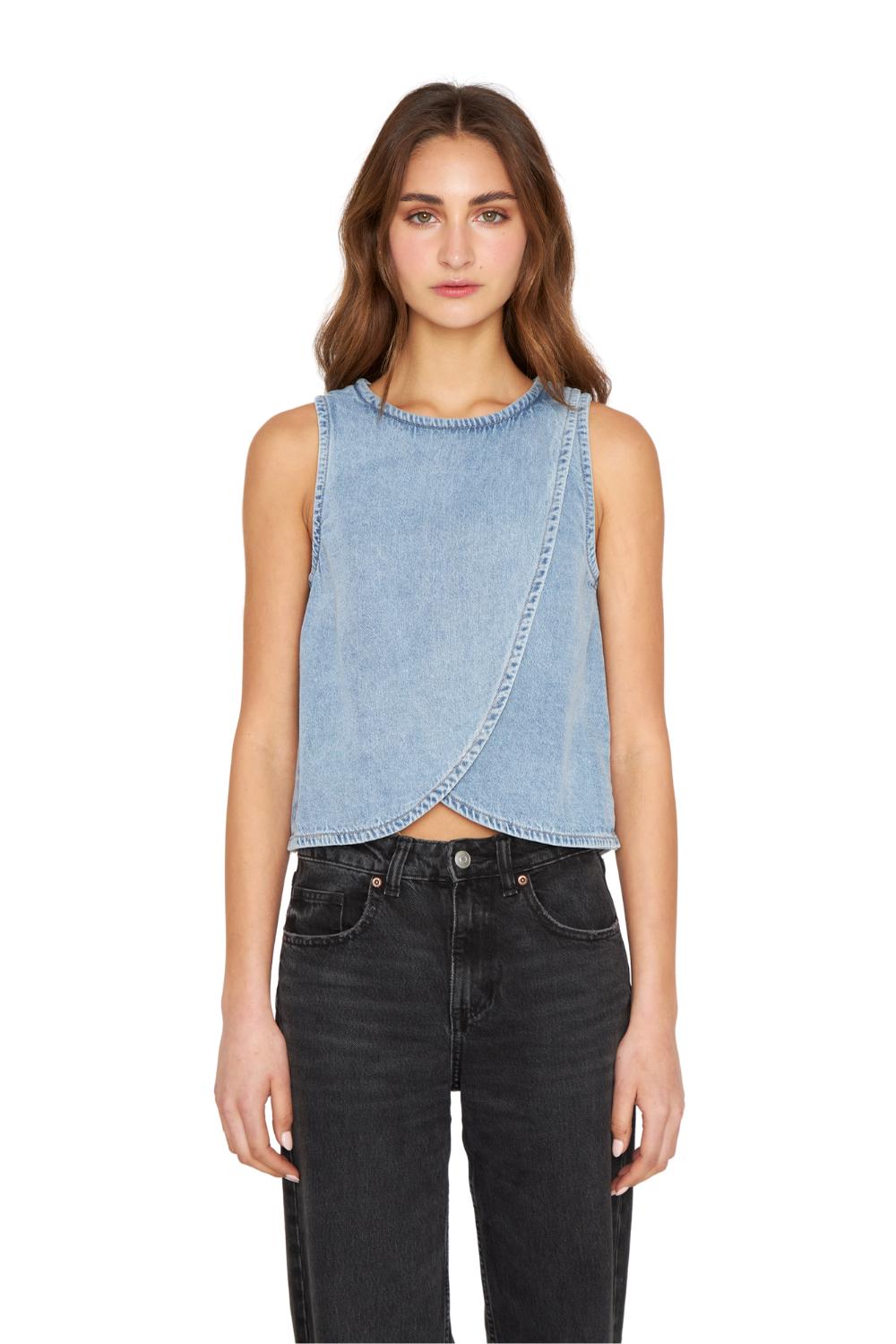 POLERA DENIM SIN MANGAS AZUL JACINTA TIENDA - 1