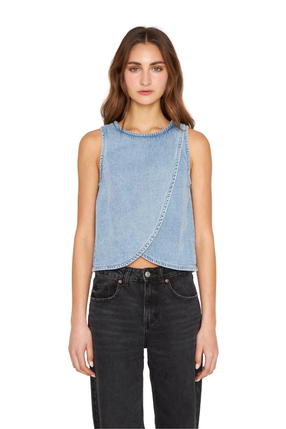POLERA DENIM SIN MANGAS AZUL JACINTA TIENDA - 1
