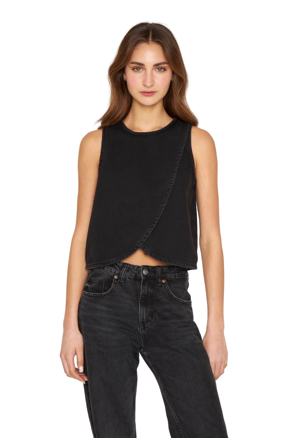POLERA DENIM SIN MANGAS NEGRA JACINTA TIENDA - 1