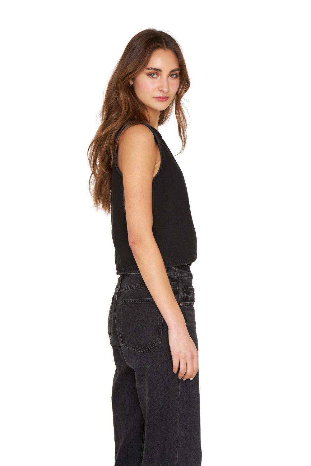 POLERA DENIM SIN MANGAS NEGRA JACINTA TIENDA - 2