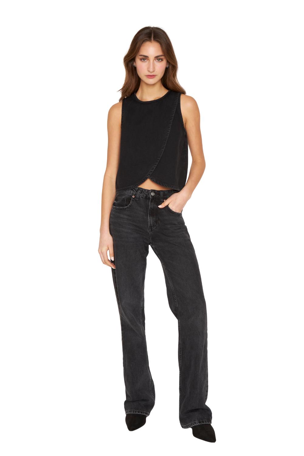 POLERA DENIM SIN MANGAS NEGRA JACINTA TIENDA - 5