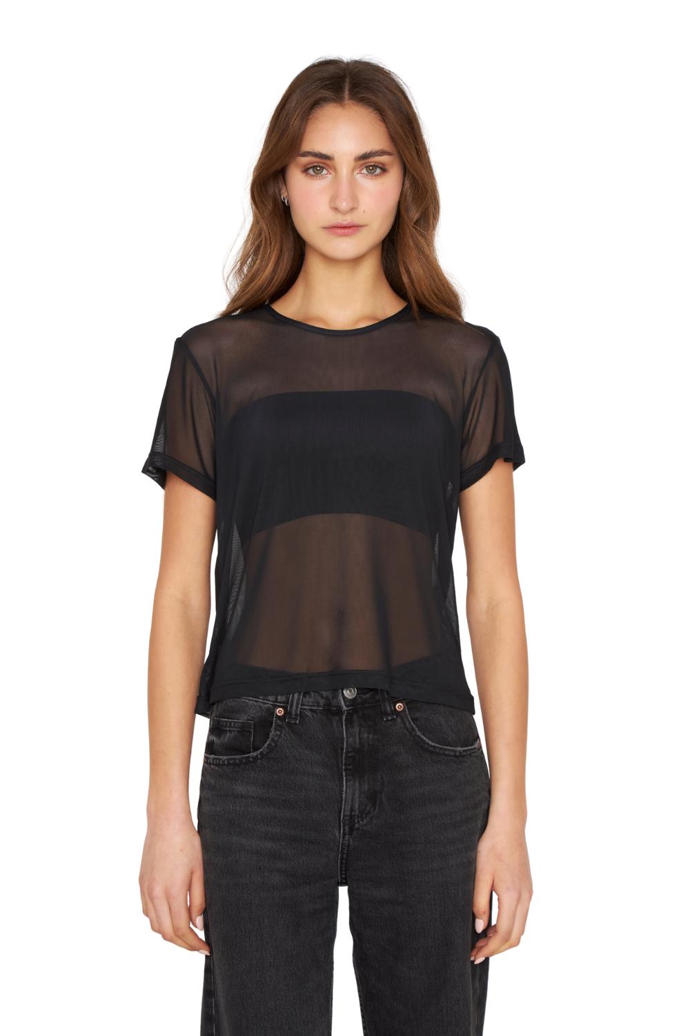 POLERA NET MANGA CORTA NEGRA JACINTA TIENDA - 1