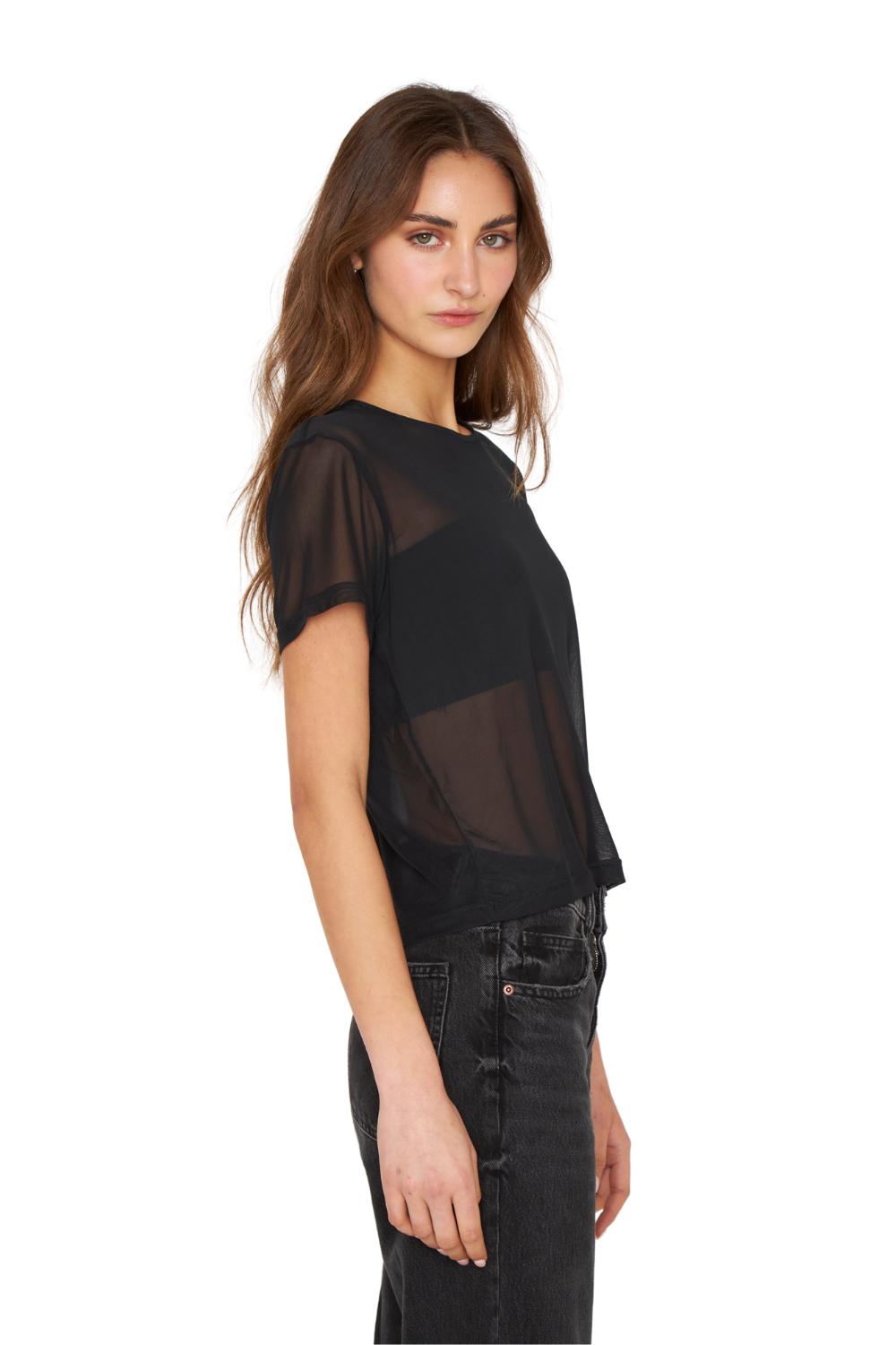 POLERA NET MANGA CORTA NEGRA JACINTA TIENDA - 2