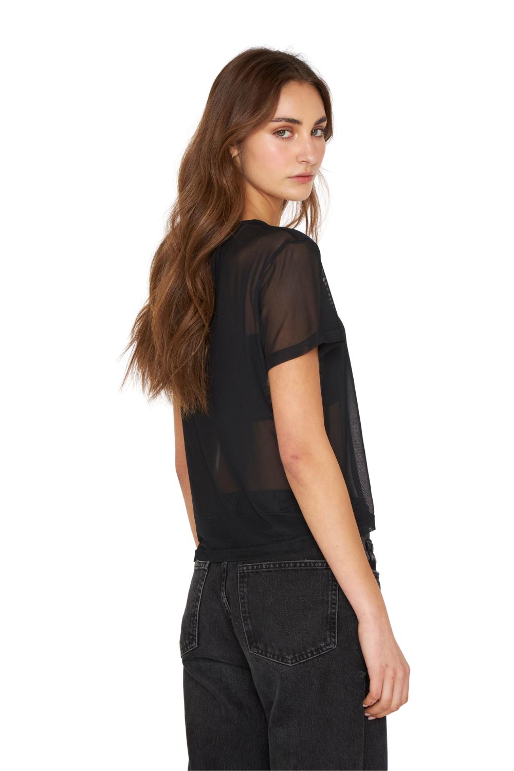 POLERA NET MANGA CORTA NEGRA JACINTA TIENDA - 3