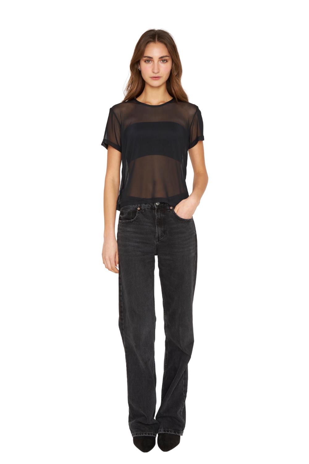 POLERA NET MANGA CORTA NEGRA JACINTA TIENDA - 5