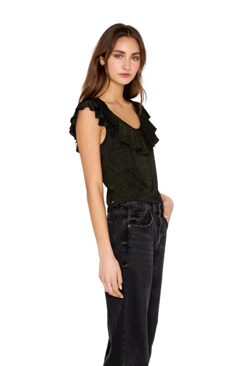 POLERA OLIMPIA BRIGHT BLACK DORADA JACINTA TIENDA - 3