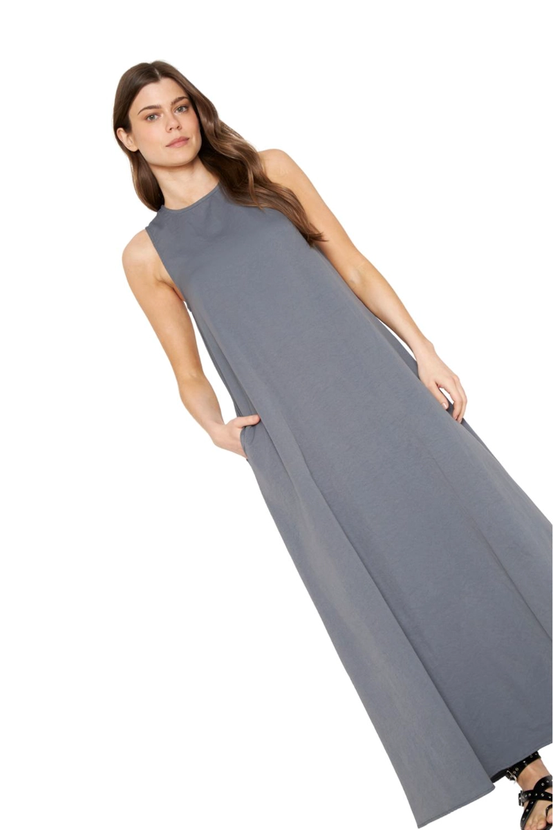 VESTIDO ELENA LARGO GRIS JACINTA TIENDA - 2