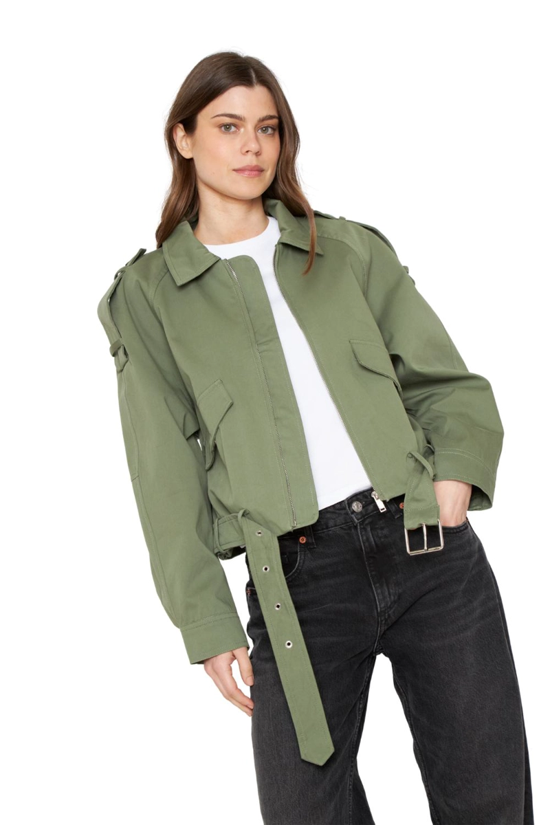 CHAQUETA AVIADORA COTTON VERDE JACINTA TIENDA - 3
