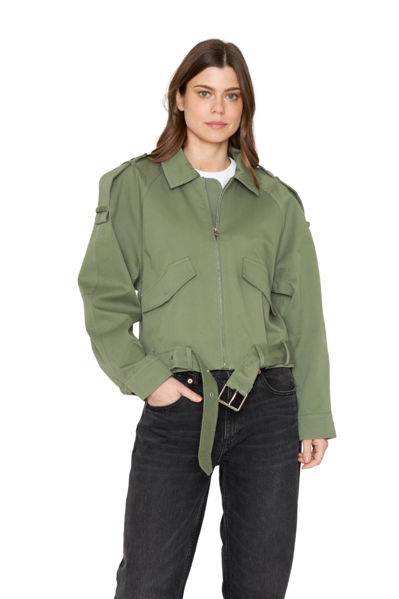 CHAQUETA AVIADORA COTTON VERDE JACINTA TIENDA - 5