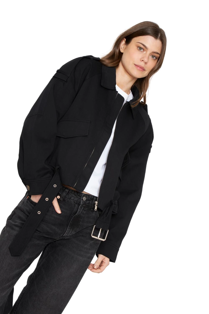 CHAQUETA AVIADORA COTTON NEGRA JACINTA TIENDA - 1