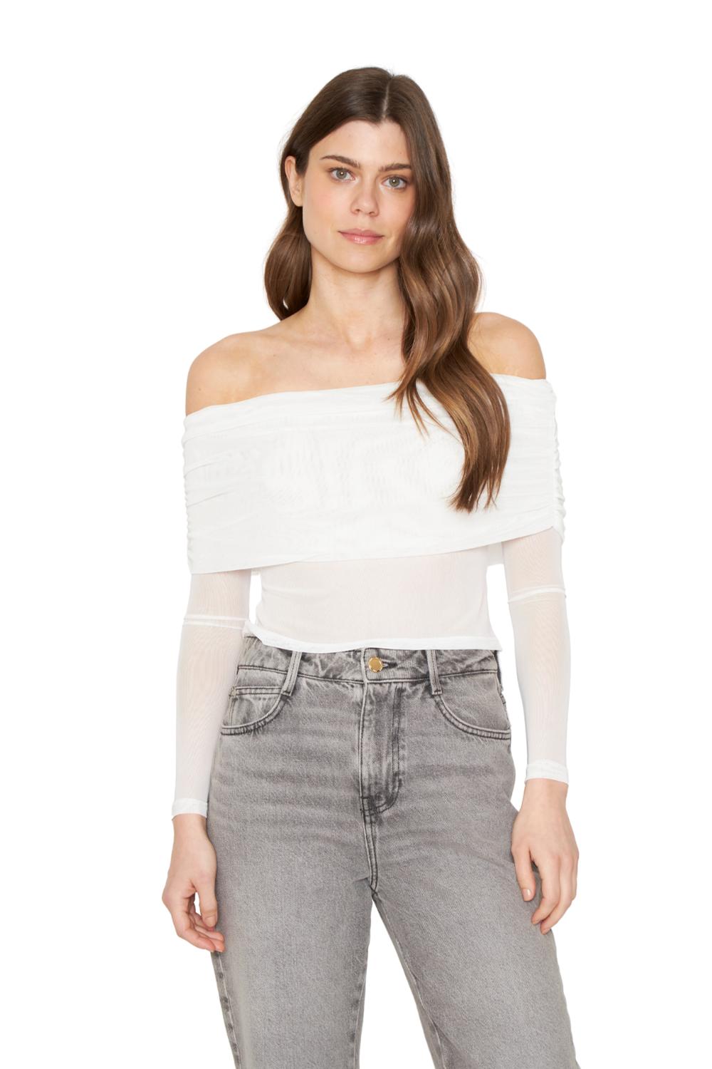 POLERA HOMBROS NET BLANCA JACINTA TIENDA - 1