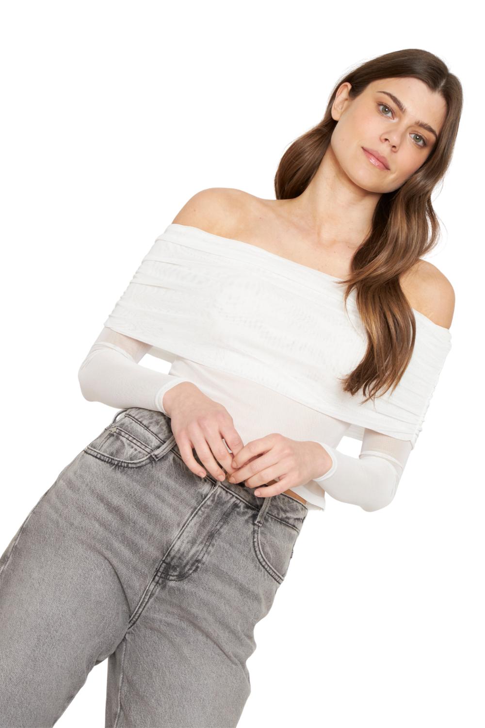 POLERA HOMBROS NET BLANCA JACINTA TIENDA - 5