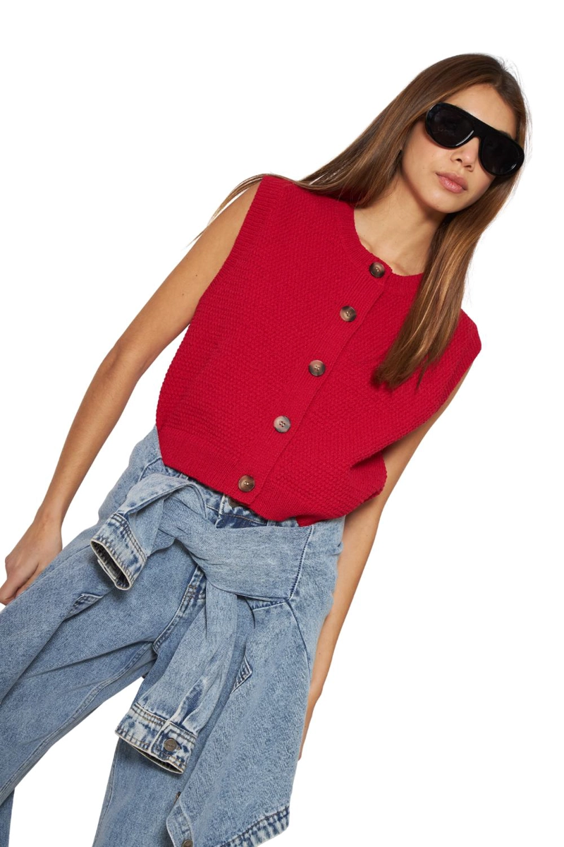 CHALECO JULIA SIN MANGAS ROJO JACINTA TIENDA - 1