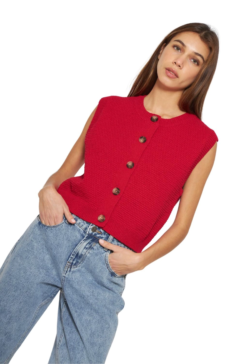 CHALECO JULIA SIN MANGAS ROJO JACINTA TIENDA - 4
