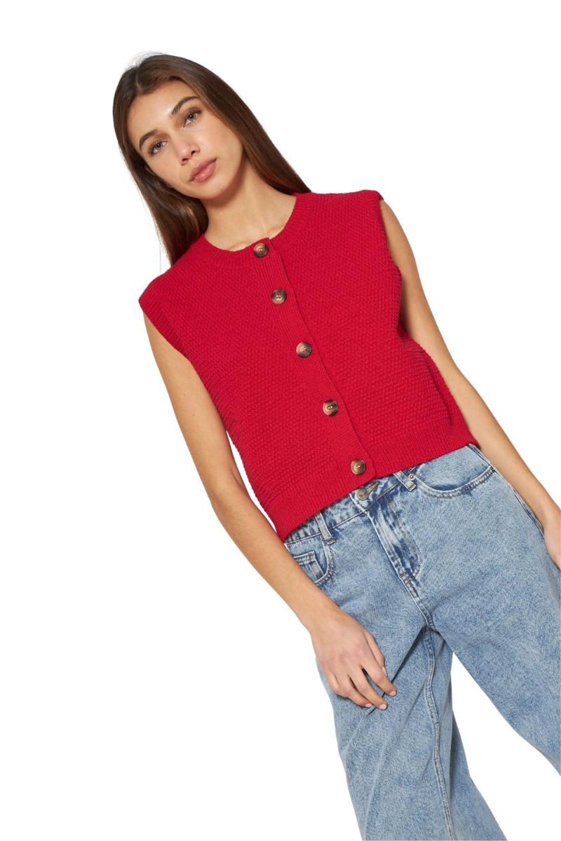 CHALECO JULIA SIN MANGAS ROJO JACINTA TIENDA - 7