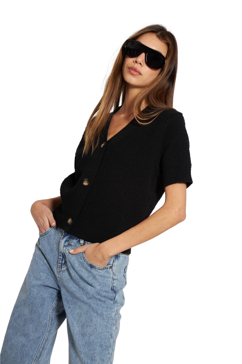 CHALECO SOFIA MANGA CORTA NEGRO JACINTA TIENDA - 1