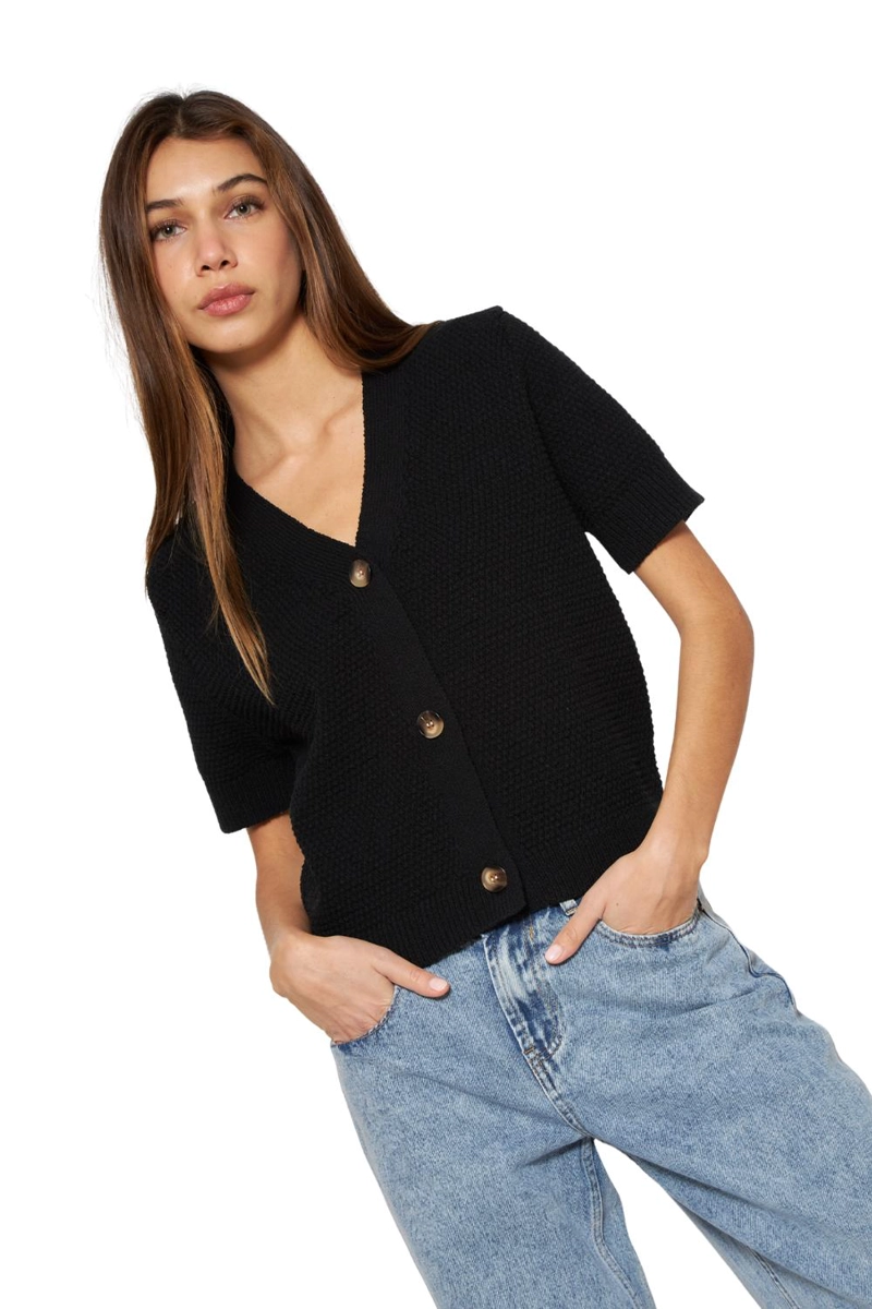 CHALECO SOFIA MANGA CORTA NEGRO JACINTA TIENDA - 6