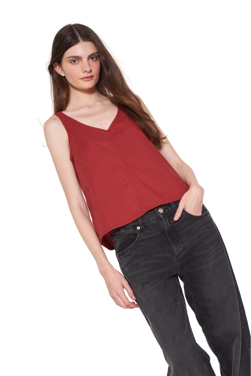 POLERA LINO TERRACOTA JACINTA TIENDA - 1