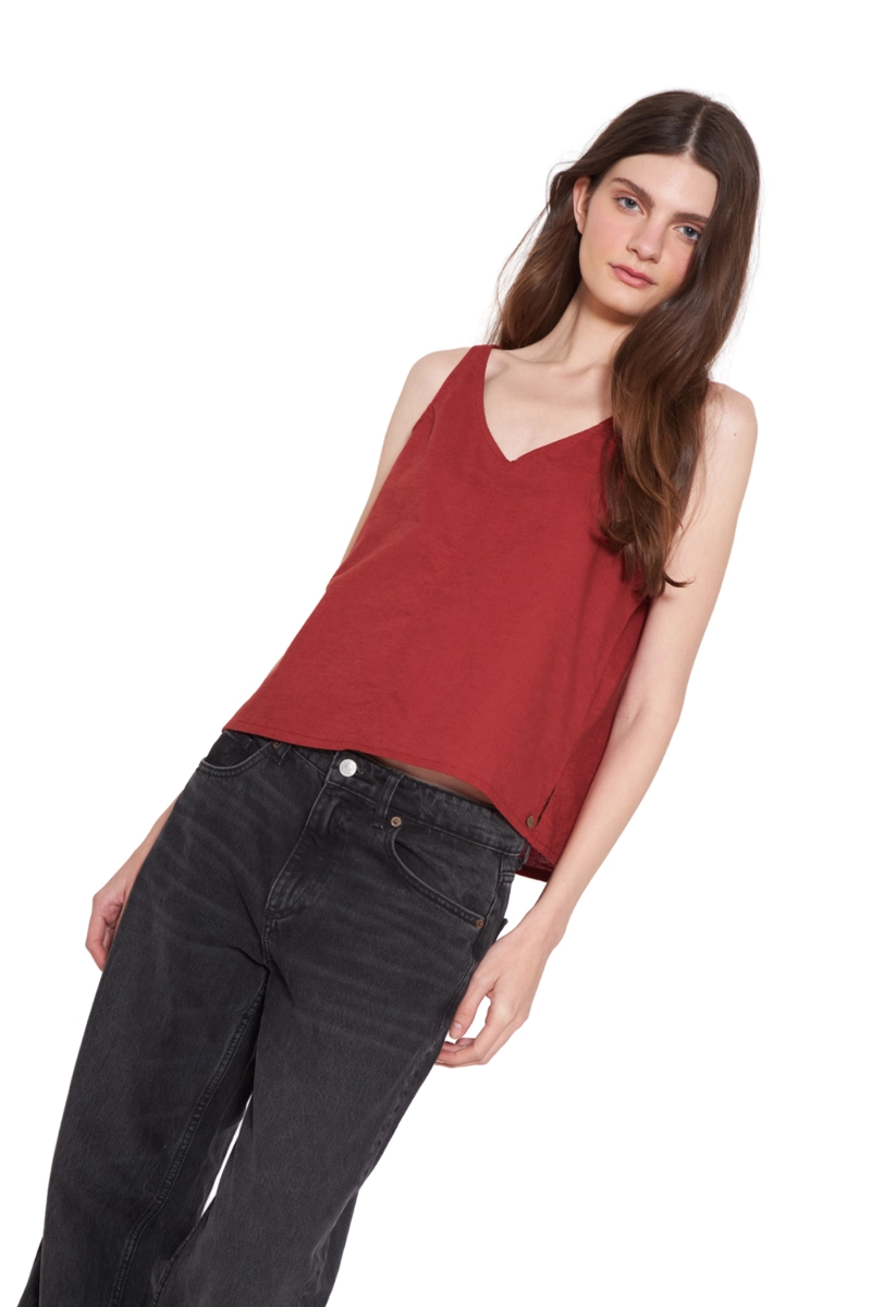 POLERA LINO TERRACOTA JACINTA TIENDA - 4