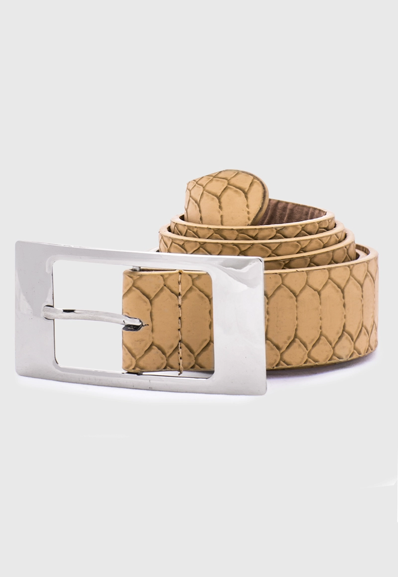 CINTURÓN ECOCUERO CARVEN CAFE CLARO MUJER SERPENT BROWN - 1