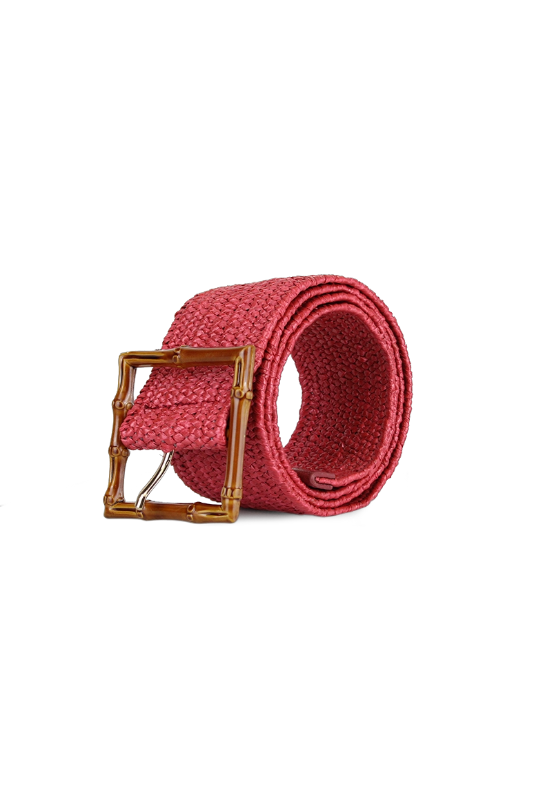 CINTURÓN ECOCUERO CARVEN RAFFIA ROJO MUJER NAPIER - 1