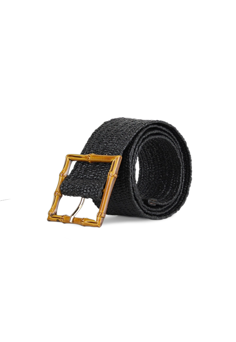 CINTURÓN ECOCUERO CARVEN RAFFIA NEGRO MUJER BLUFF - 1