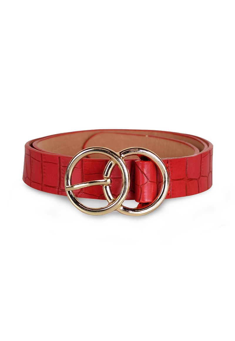 CINTURÓN ECOCUERO CARVEN ROJO MUJER LISA - 1
