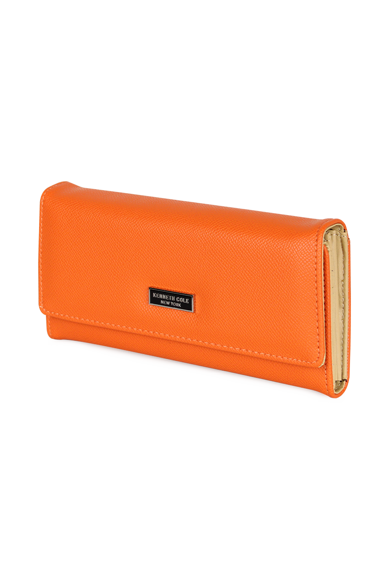 BILLETERA MUJER FLAP-BESSIE ORANGE KENNETH COLE - 3
