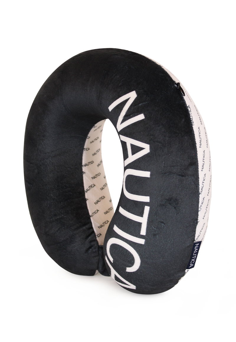 ALMOHADA NAUTICA VIAJE MEMORY FOAM 28 X 10 CM NEGRO BLANCO - 3