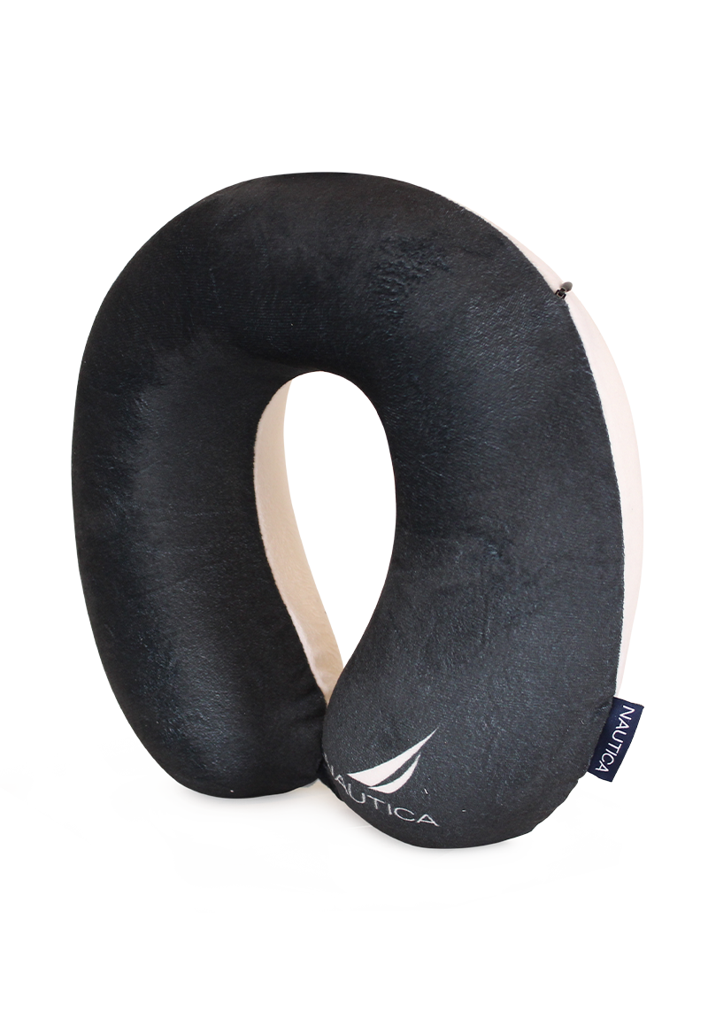 ALMOHADA NAUTICA VIAJE MEMORY FOAM 28 X 10 CM NEGRO BLANCO - 3