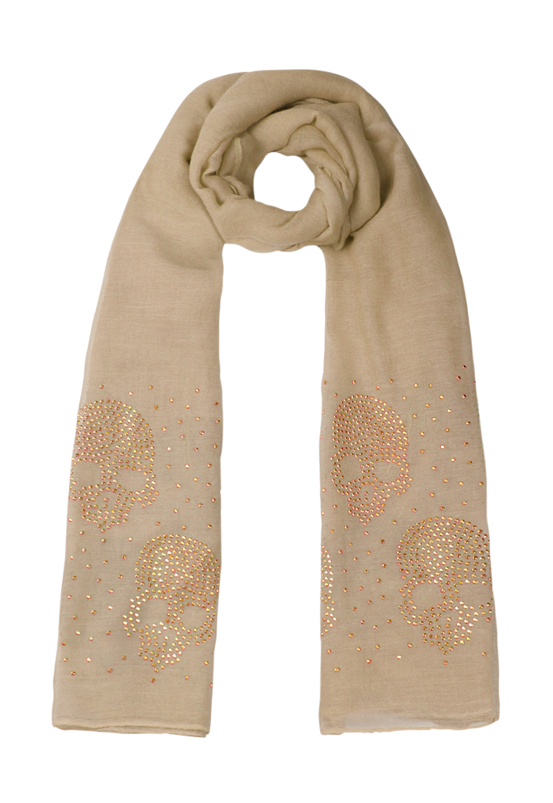 PAÑUELO KUBAYOFF BEIGE CALAVERAS DORO - 1