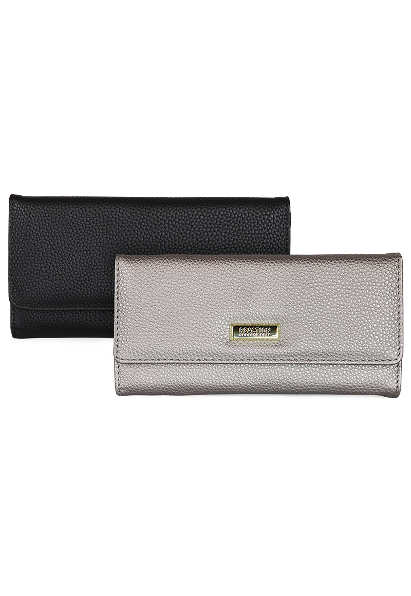 2 BILLETERAS DE MUJER FIDELIA NEGRA Y GRIS KENNETH COLE - 1