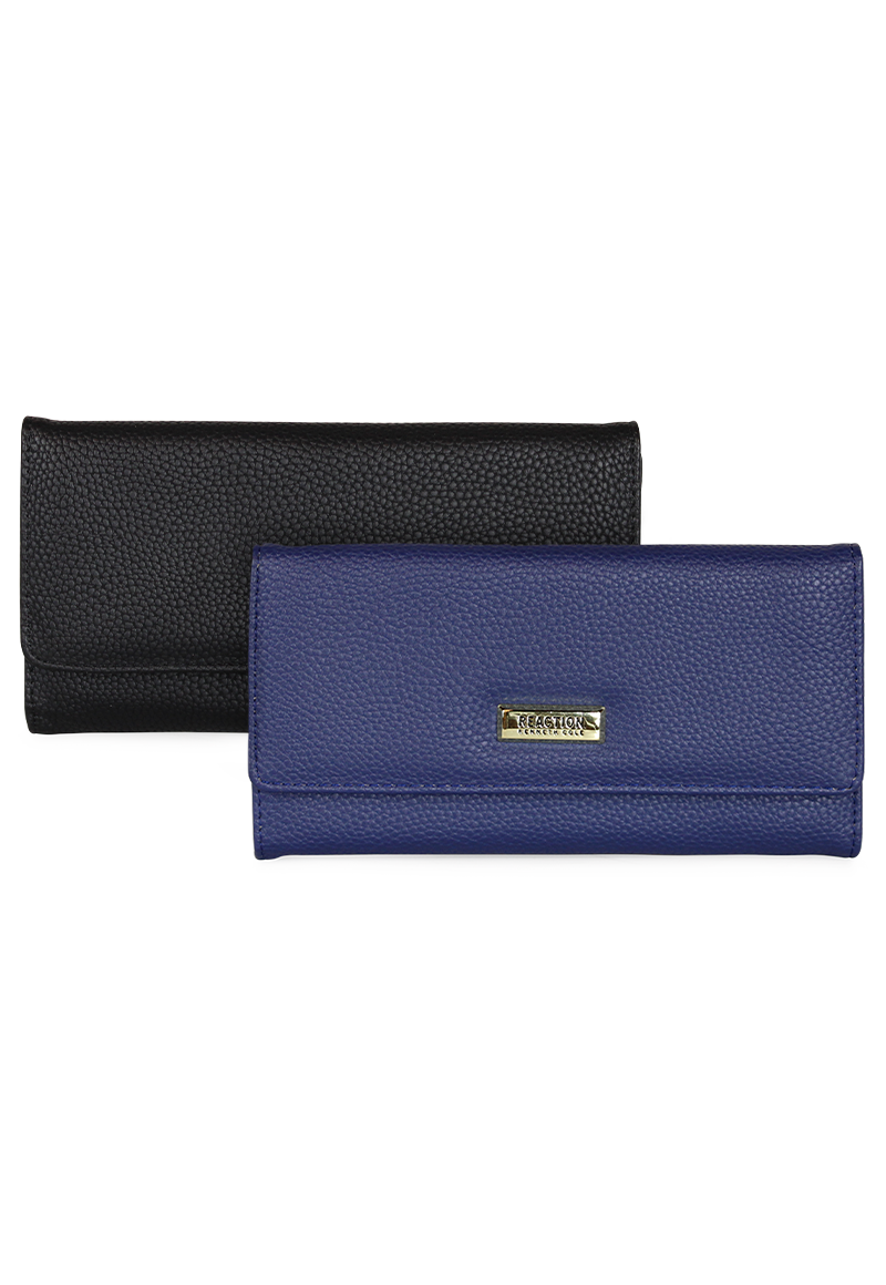 2 BILLETERAS DE MUJER FIDELIA NEGRA Y AZUL KENNETH COLE - 1