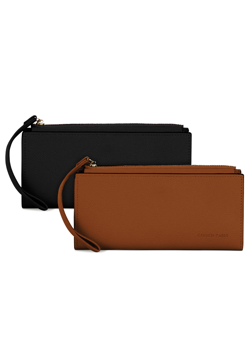 2 BILLETERAS DE MUJER DELIA NEGRA Y BROWN CARVEN - 1
