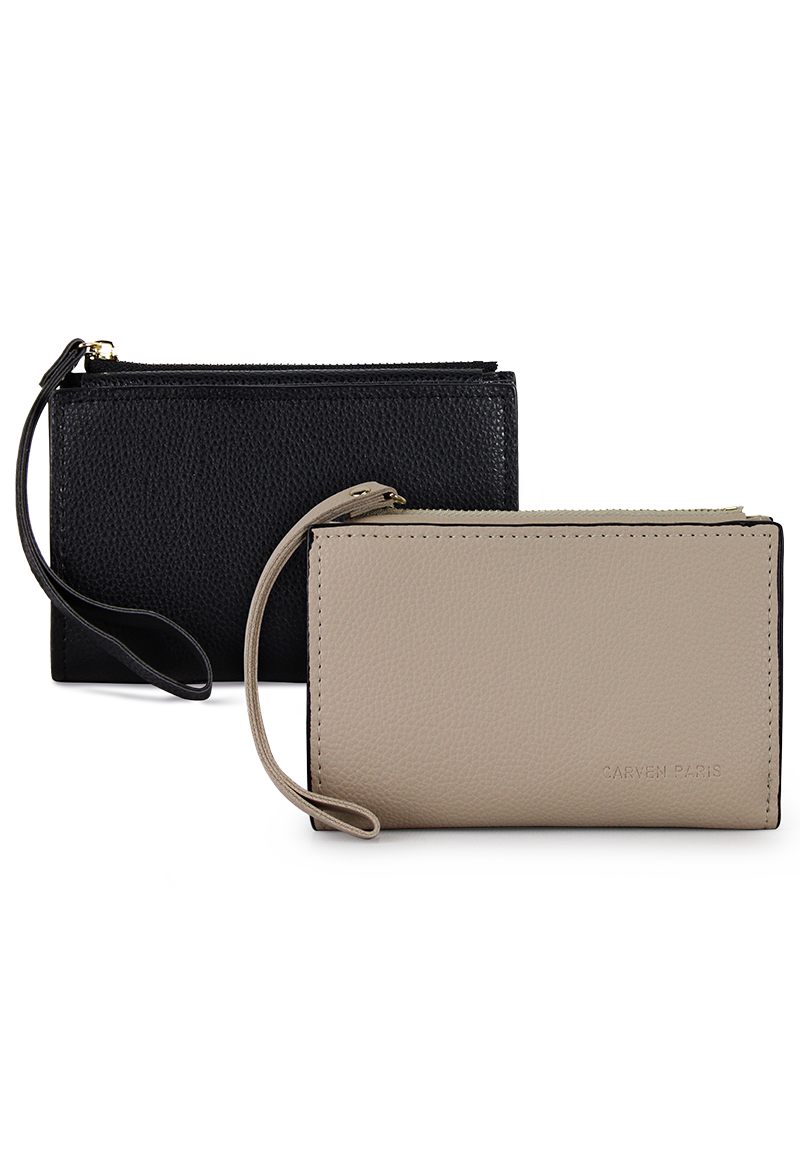 2 BILLETERAS DE MUJER ADARA NEGRA Y BEIGE CARVEN - 1