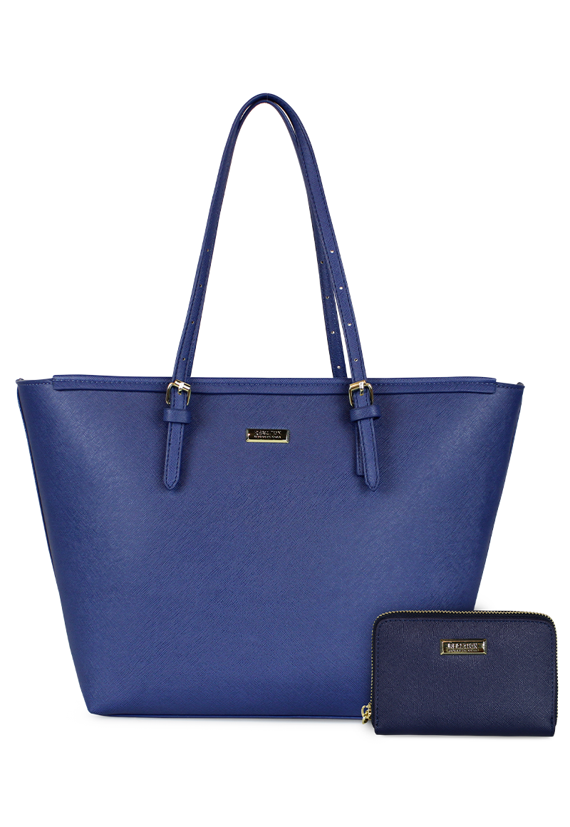 CARTERA TEMPO + BILLETERA TRIFOLD AZUL KENNETH COLE - 1