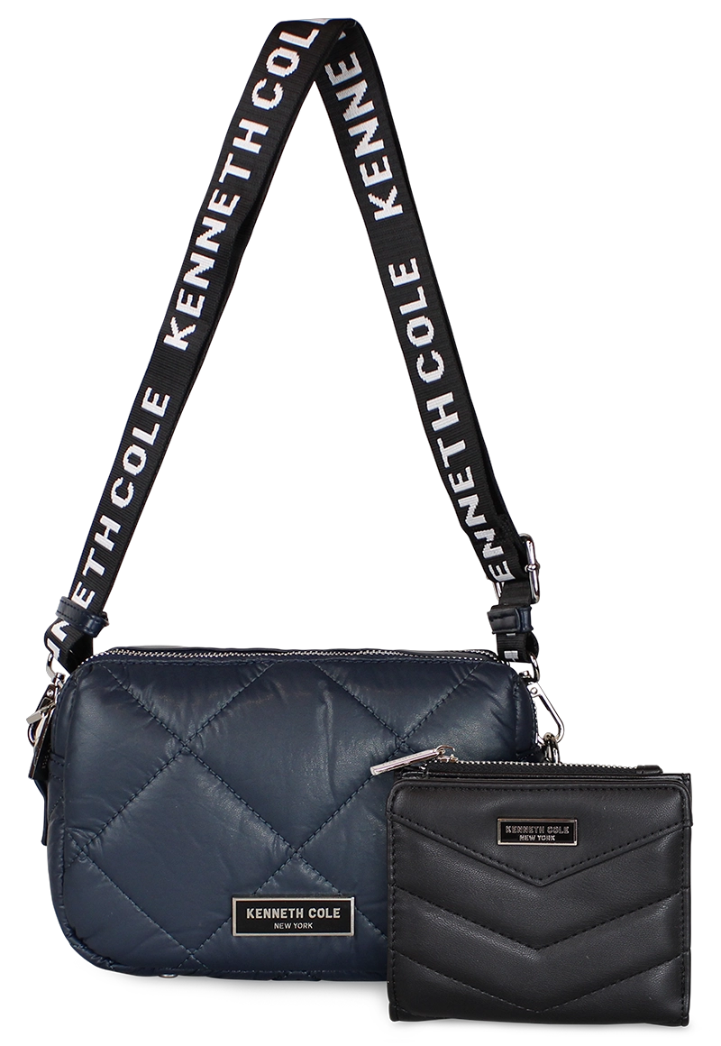 CARTERA ACOLCHADA PEYTON + BILLETERA ABELLA AZUL KENNETH COLE - 1