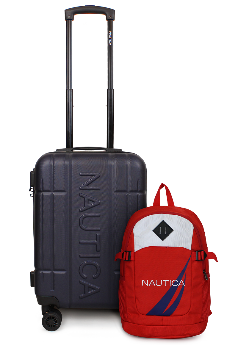 PACK NAUTICA MALETA CABINA AMSTERDAM AZUL + MOCHILA ATLAS ROJA - 1