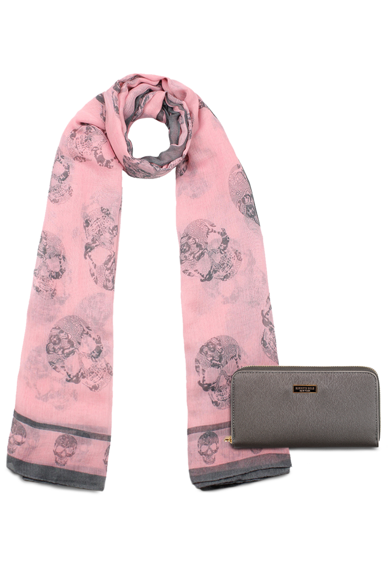 PACK BILLETERA AVA GRIS + PAÑUELO ONI PINK KENNETH COLE - 1