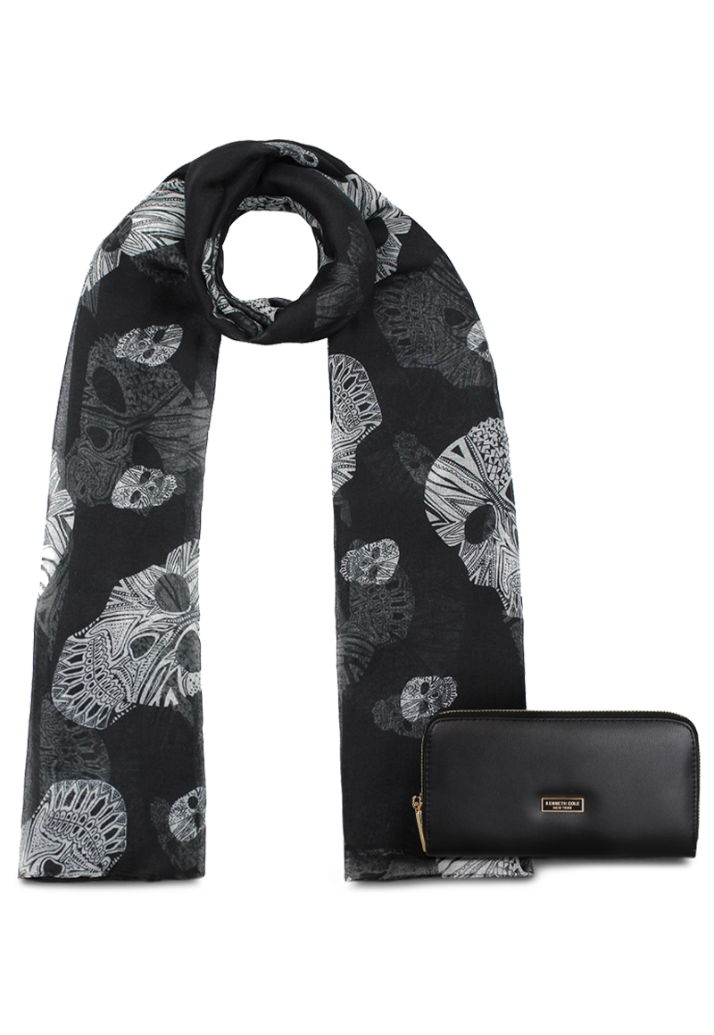 PACK BILLETERA GOLDY NEGRA + PAÑUELO OMANI NEGRO KENNETH COLE - 1