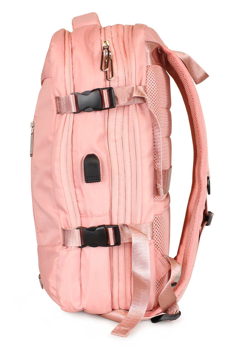 MOCHILA DE VIAJE VIRAL ROSADA CON USB SWISS BAG - 4