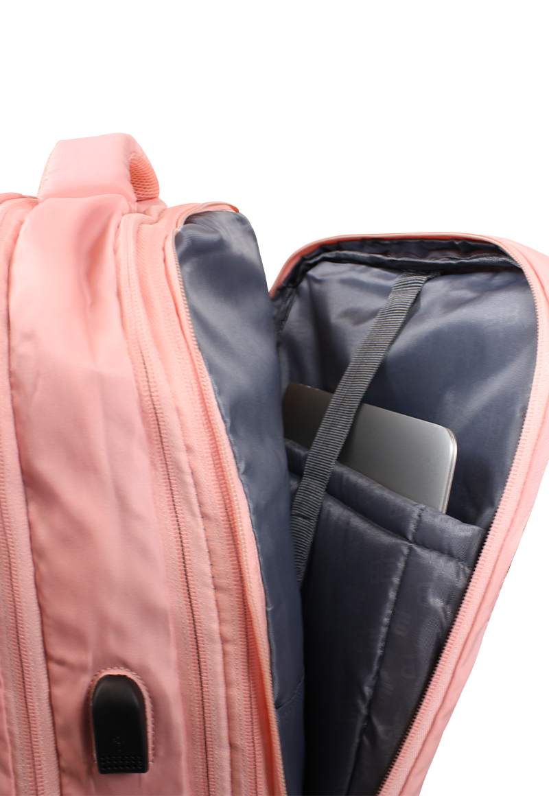 MOCHILA DE VIAJE VIRAL ROSADA CON USB SWISS BAG - 6