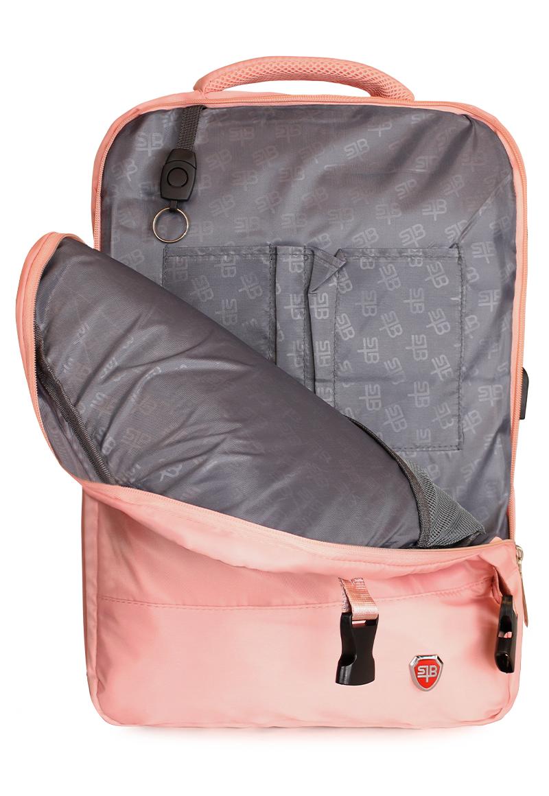 MOCHILA DE VIAJE VIRAL ROSADA CON USB SWISS BAG - 9