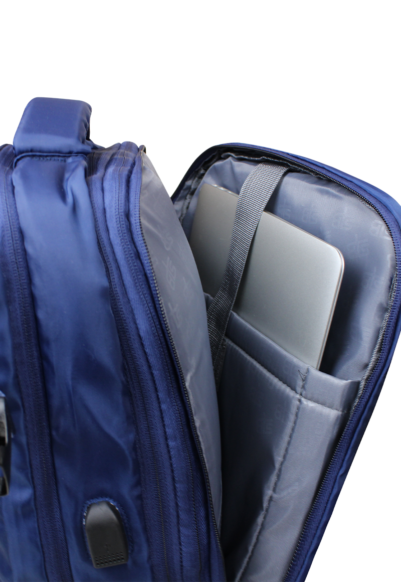 MOCHILA VIRAL AZUL CON USB SWISS BAG - 3