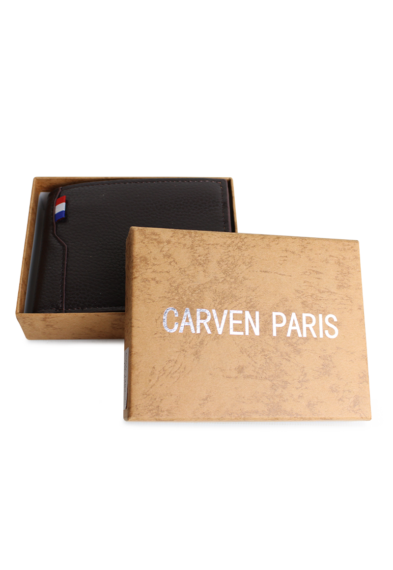 BILLETERA DE HOMBRE MATT EN COLOR CAFE OSCURO CARVEN PARIS - 5