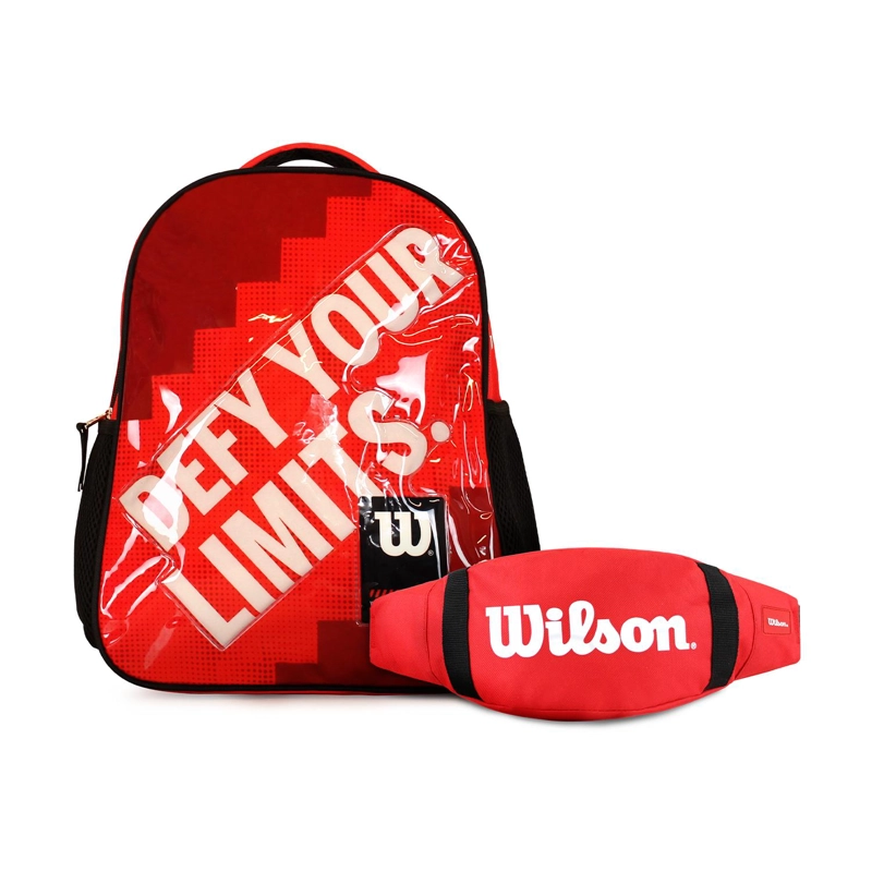 PACK WILSON MOCHILA INFANTIL LOGAN ROJO + BANANO OVAL ROJO - 1