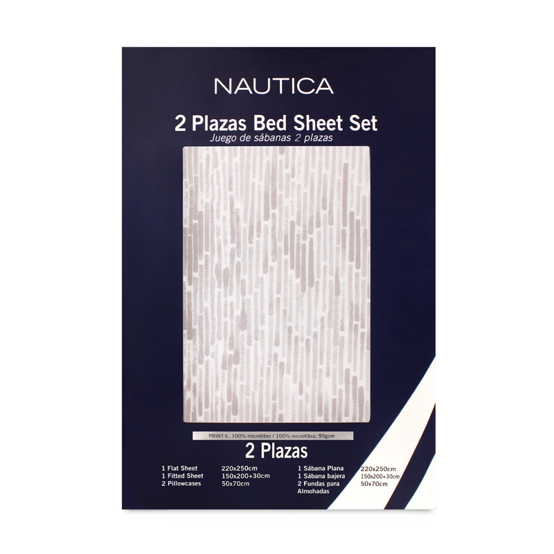 JUEGO DE SABANAS NAUTICA 4 PIEZAS MICROFIBRA 2 PLAZAS TONOS BEIGE - 5