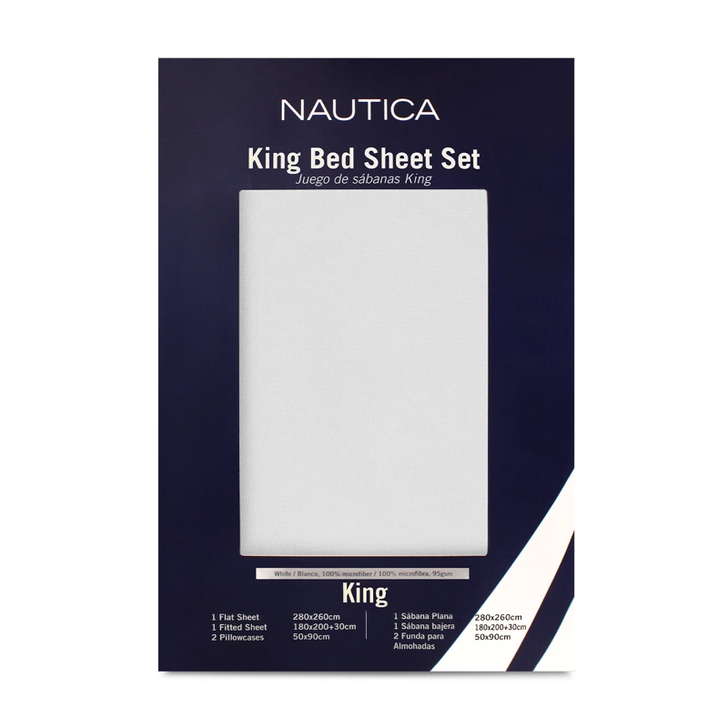 JUEGO DE SABANAS NAUTICA 4 PIEZAS MICROFIBRA KING BLANCA - 6