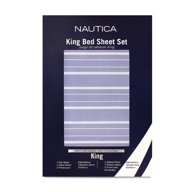 JUEGO DE SABANAS NAUTICA 4 PIEZAS MICROFIBRA KING LINEAS AZULES - 6