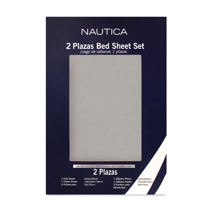 JUEGO DE SABANAS NAUTICA 3PIEZAS MICROFIBRA 1,5 PLAZAS GRIS CLARO - 6